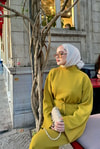 HR-3488H&R ButikDora İspanyol Kol Triko Elbise Yağ Yeşili