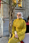 HR-3488H&R ButikDora İspanyol Kol Triko Elbise Yağ Yeşili