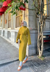HR-3488H&R ButikDora İspanyol Kol Triko Elbise Yağ Yeşili