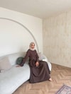HR-0840H&R ButikDuq- Fida Örgü Detaylı Elbise Kahve