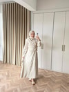 HR-0399H&R ButikDuq- Kezla Düğmeli Elbise Bej