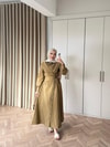 HR-0399H&R ButikDuq- Kezla Düğmeli Elbise Yağ Yeşili