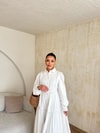 HR-0888H&R ButikDuq- Sare Dantelli Elbise Beyaz