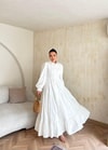 HR-0888H&R ButikDuq- Sare Dantelli Elbise Beyaz