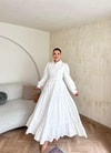 HR-0888H&R ButikDuq- Sare Dantelli Elbise Beyaz