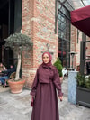 elbs-1616H&R ButikEtla Kolları Bağlamalı Trenç Görünümlü Elbise Bordo