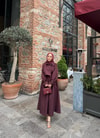 elbs-1616H&R ButikEtla Kolları Bağlamalı Trenç Görünümlü Elbise Bordo