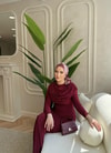 elbs-1669H&R ButikEyşan Atkı Detaylı Sandy Elbise Bordo