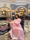 ELB-138H&R ButikFus- Aura Kat Detaylı Saten Ebise Pembe