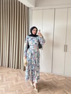 HR-0245H&R ButikFuş-Çiçek Desen Elbise Mavi