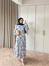 HR-0245H&R ButikFuş-Çiçek Desen Elbise Mavi