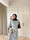 HR-0245H&R ButikFuş-Çiçek Desen Elbise Mavi