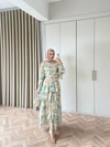 HR-0245H&R ButikFuş-Çiçek Desen Elbise Yeşil
