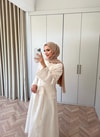 HR-1257H&R ButikFus - Esil Ön Bağlamalı Fisto Elbise Bej