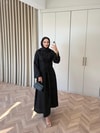 HR-1257H&R ButikFus - Esil Ön Bağlamalı Fisto Elbise Siyah