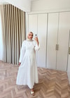 HR-1257H&R ButikFus - Esil Ön Bağlamalı Fisto Elbise Beyaz