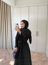 HR-1257H&R ButikFus - Esil Ön Bağlamalı Fisto Elbise Siyah