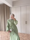 HR-0061H&R ButikFus- Exna Taşlı Elbise Açık Yeşil