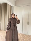 HR-0061H&R ButikFus- Exna Taşlı Elbise Kahve