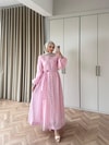 HR-0061H&R ButikFus- Exna Taşlı Elbise Pembe