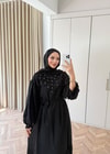 HR-0845H&R ButikFuş- Tila Çiçekli Elbise Siyah