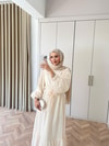 HR-0848H&R ButikFuş- Tila Çiçekli Elbise Ekru