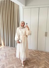 HR-0848H&R ButikFuş- Tila Çiçekli Elbise Ekru
