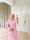 HR-1303H&R ButikHen- Belami Çizgi Detaylı Modal Elbise Pembe