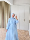 HR-2745H&R ButikHen- Belami Çizgi Detaylı Modal Elbise Bebe Mavi