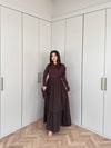 ELB-233H&R ButikHen-Nursu Omuz Detaylı Elbise Acı Kahve