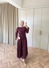 HR-0993H&R ButikHen- Saqwe Düğmeli Elbise Mürdüm