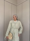 HR-0136H&R ButikHen-Tesi Katkat Elbise Çağla Yeşili