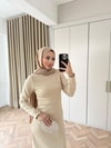 HR-0103H&R ButikHep- Arde Taşlı Elbise Bej