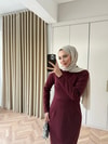 HR-0102H&R ButikHep- Arde Taşlı Elbise Bordo