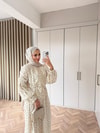 HR-0035H&R ButikHew-Elin Puantiyeli Elbise Beyaz Vizon