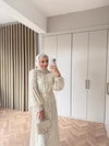 HR-0035H&R ButikHew-Elin Puantiyeli Elbise Beyaz Vizon