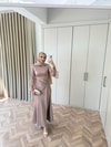 HR-1562H&R ButikHew- Kampanyalı Saten Elbise Vizon