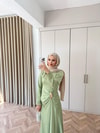 HR-0850H&R ButikHew- Kampanyalı Saten Elbise Yeşil