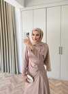 HR-1562H&R ButikHew- Kampanyalı Saten Elbise Vizon