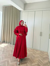 HR-2907H&R ButikHew- Lia Pelerin Detaylı Abiye Elbise Kırmızı