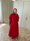 HR-2907H&R ButikHew- Lia Pelerin Detaylı Abiye Elbise Kırmızı