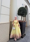 HR-1098H&R ButikHew- Qala Çiçekli Elbise Sarı
