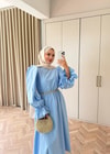 HR-1539H&R ButikHot- Gilara Kolları Lastikli Elbise Bebe Mavi