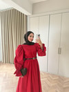 HR-1539H&R ButikHot- Gilara Kolları Lastikli Elbise Kırmızı
