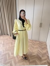 HR-1539H&R ButikHot- Gilara Kolları Lastikli Elbise Sarı