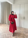 HR-1539H&R ButikHot- Gilara Kolları Lastikli Elbise Kırmızı