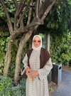 HR-3233H&R ButikHr- Desina Çizgili Elbise Kahve
