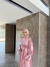 elbs-1640H&R ButikKol Detaylı İpek Saten Elbise Pembe