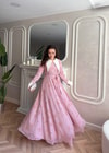 HR-1197H&R ButikKyl - Gül Desenli Şifon Elbise Pembe