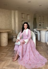 HR-1197H&R ButikKyl - Gül Desenli Şifon Elbise Pembe